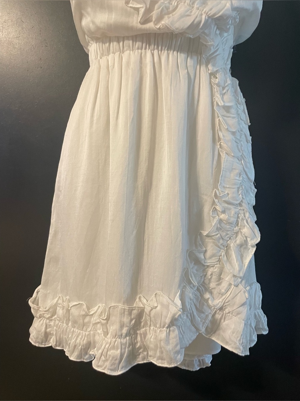 The Man Repeller x PJK White One Shoulder Ruffle Mini Dress Medium - Picture 4 of 10